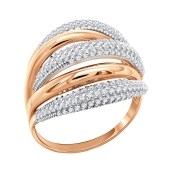 Кольцо из серебра с позолотой и фианитами