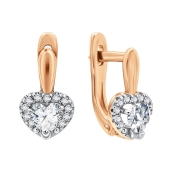 Серьги из серебра с позолотой и фианитами