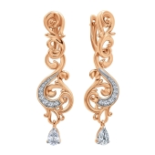 Серьги из серебра с позолотой и фианитами