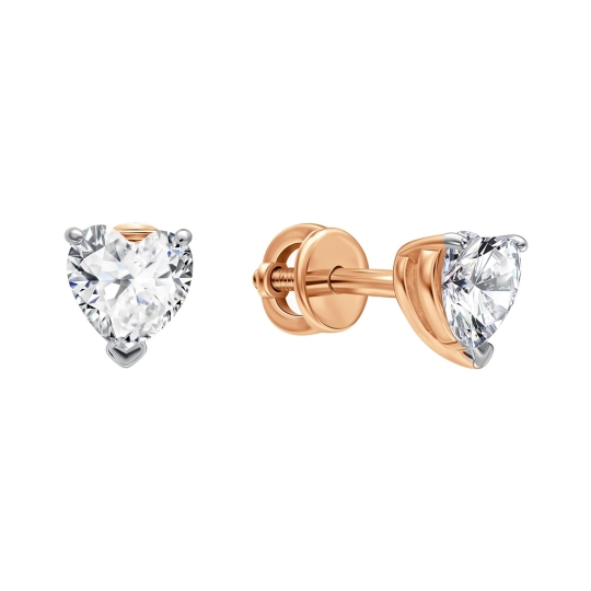 Серьги из серебра с позолотой, жемчугом и фианитами