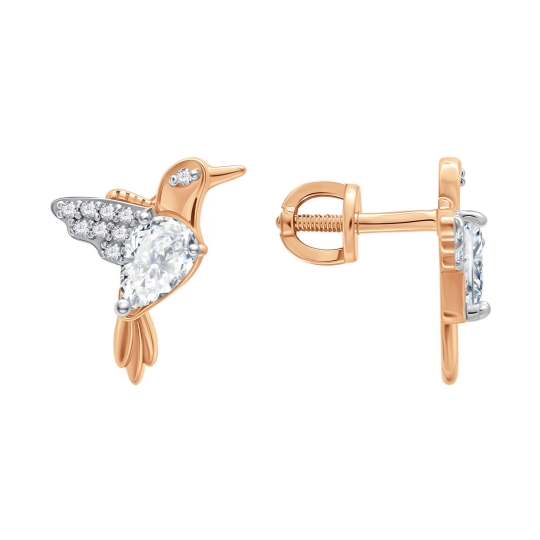 Серьги из серебра с ювелирными кристаллами и фианитами