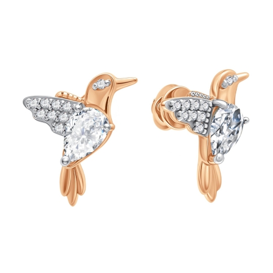 Серьги из серебра с ювелирными кристаллами и фианитами