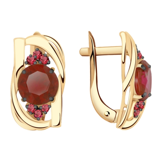 Кольцо из золота с гранатом и фианитами