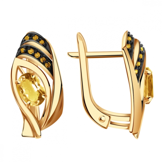 Кольцо из золота с цитрином и фианитами