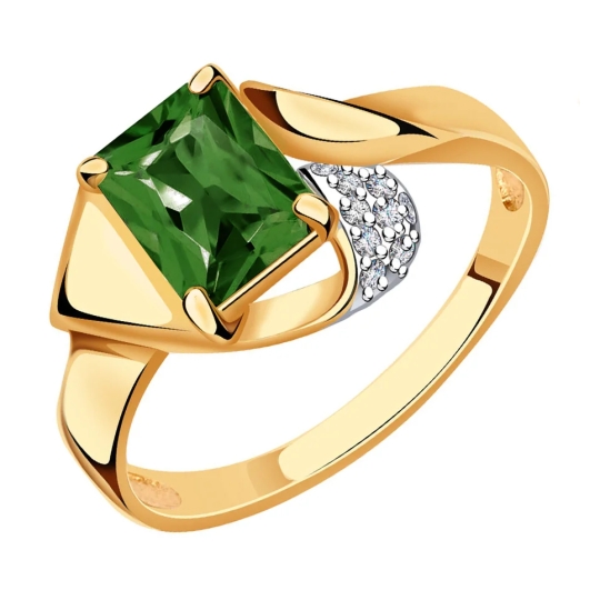 Серьги из золота с турмалинами и фианитами