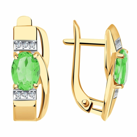 Кольцо из золота с хризолитом и фианитами