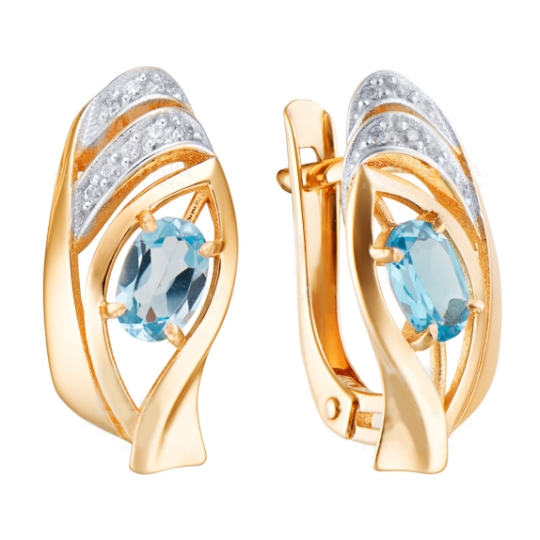 Кольцо из золота с топазом Swiss и фианитами