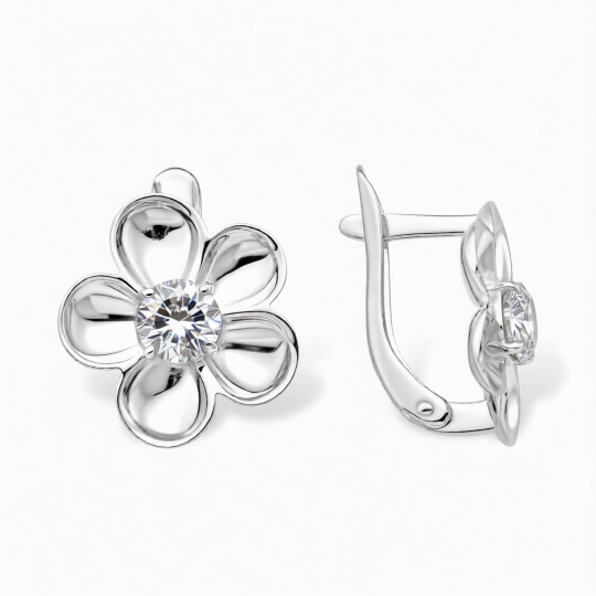 Серьги из серебра с топазами и фианитами