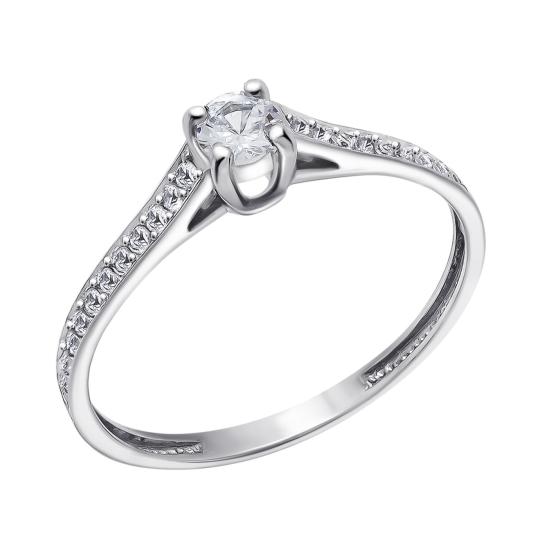 Кольцо из серебра с гранатом и фианитами