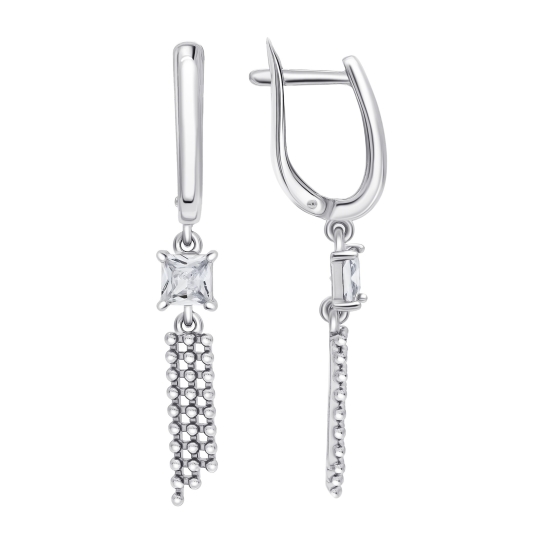 Серьги из серебра с позолотой и фианитами