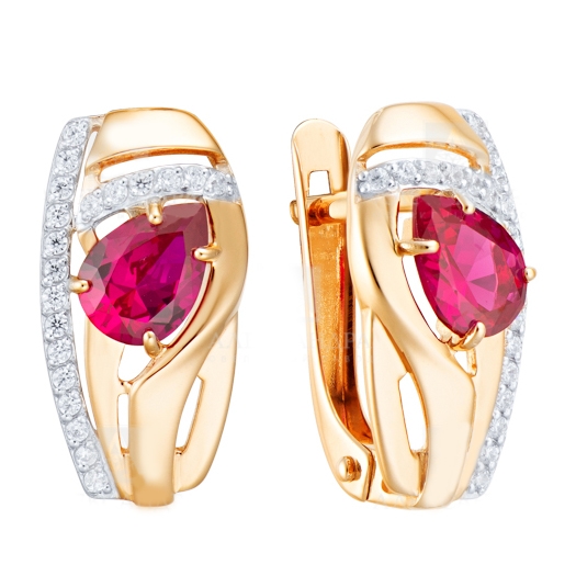 Серьги из золота с топазами London и фианитами