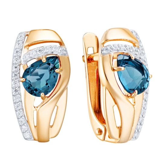 Кольцо из золота с топазом London и фианитами