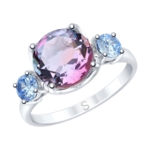 Кольцо из серебра с ситаллом и фианитами