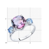 Кольцо из серебра с ситаллом и фианитами