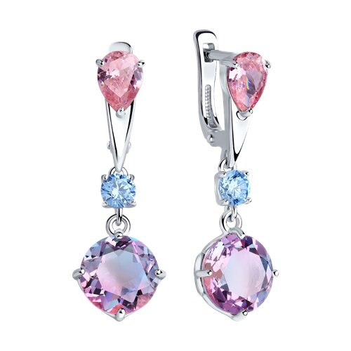 Кольцо из серебра с ситаллом и фианитами