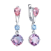 Серьги из серебра с ситаллами и фианитами