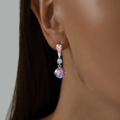 Серьги из серебра с ситаллами и фианитами