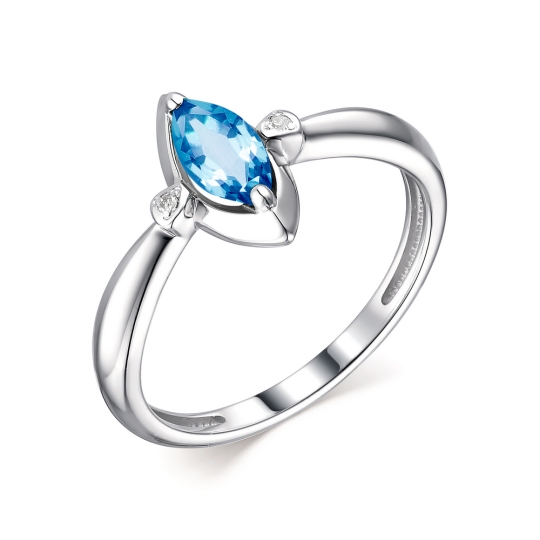 Кольцо из серебра с топазом и фианитами