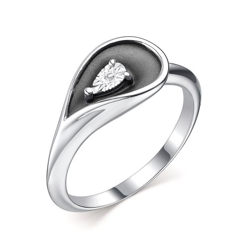 Кольцо из серебра с аметистом и фианитами