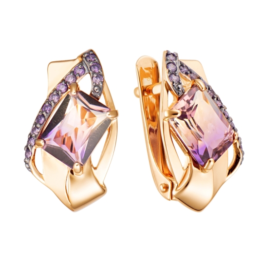 Серьги из золота с фианитами