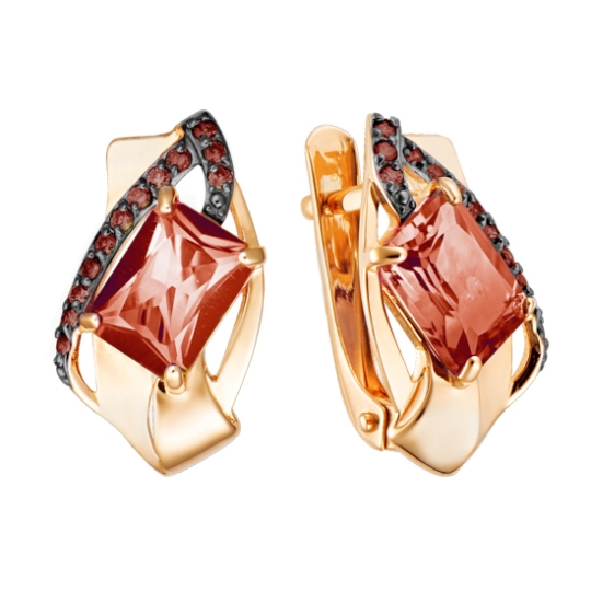 Серьги из золота с бриллиантами и изумрудами