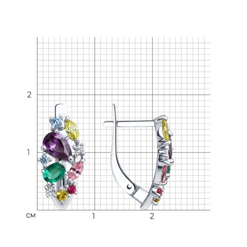 Серьги-трансформеры из серебра с фианитами