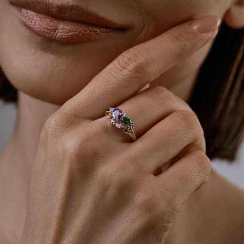 Серьги из серебра с миксом камней