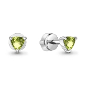 Серьги из серебра с хризолитами