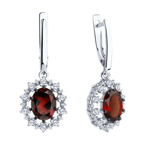 Серьги из серебра с топазами и фианитами