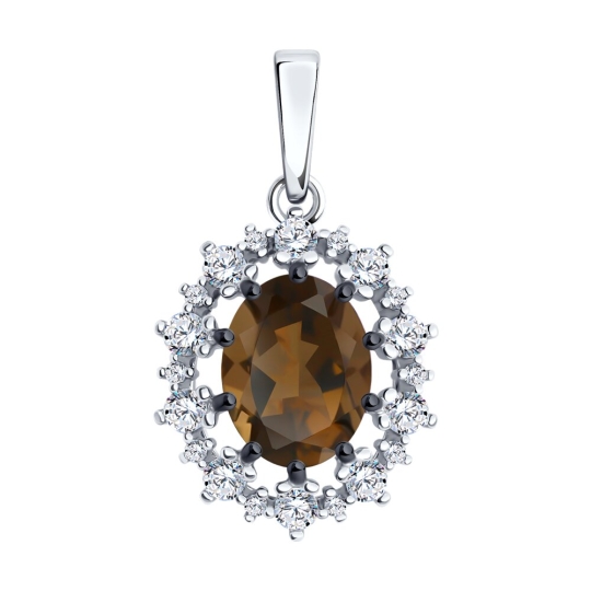 Подвеска из серебра с топазом и фианитами