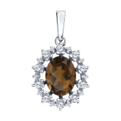 Подвеска из серебра с раухтопазом и фианитами