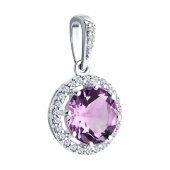 Подвеска из серебра с аметистом и фианитами