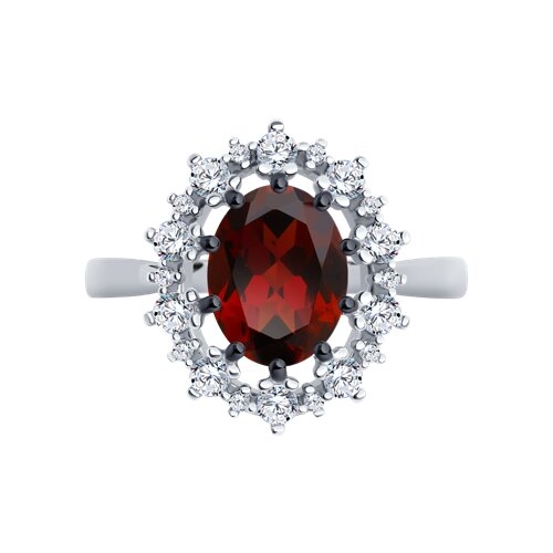 Кольцо из серебра с аметистом и фианитами