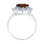 Кольцо из серебра с гранатом и фианитами