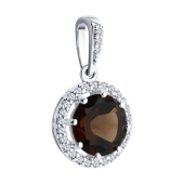 Подвеска из серебра с раухтопазом и фианитами