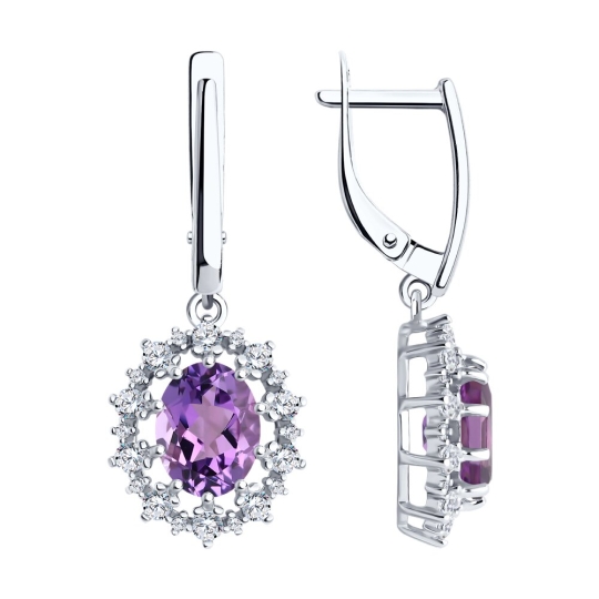 Серьги из серебра с топазами и фианитами