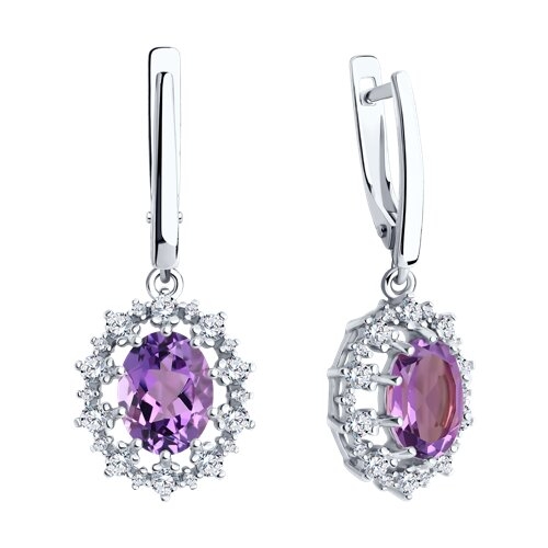 Серьги из серебра с топазами и фианитами