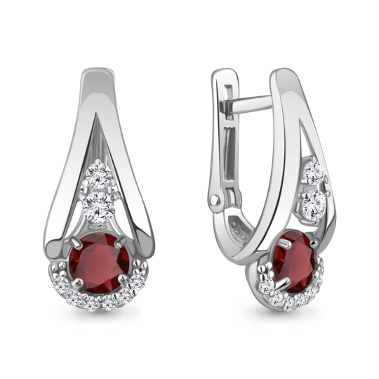 Серьги из серебра с топазами Swiss и фианитами