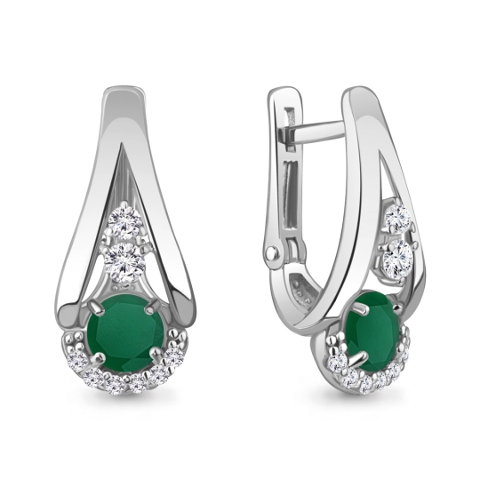 Серьги из серебра с топазами Swiss и фианитами