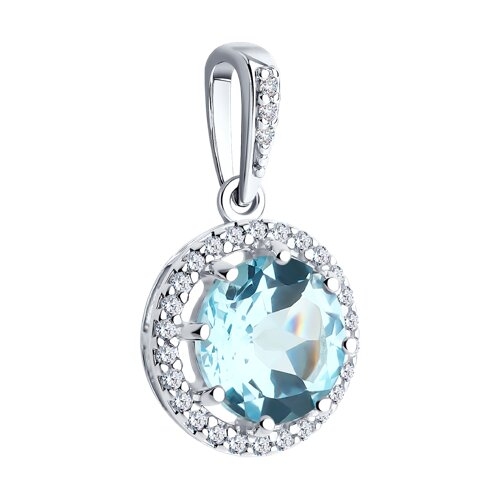 Подвеска из серебра с раухтопазом и фианитами