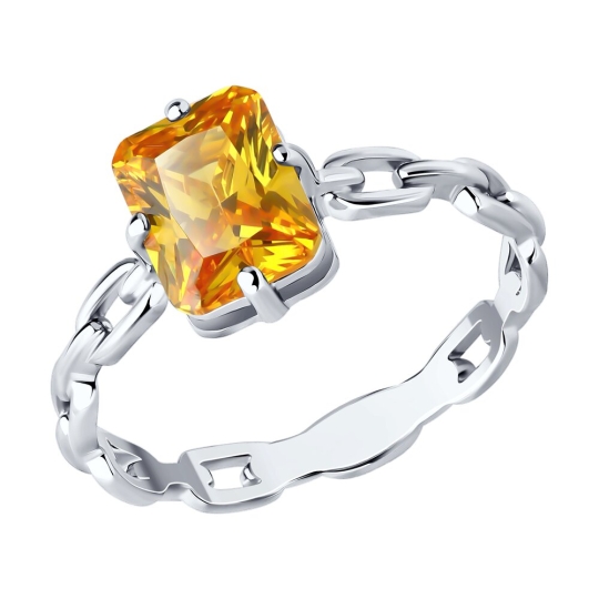 Кольцо из серебра с фианитами