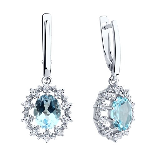 Серьги из серебра с гранатами и фианитами