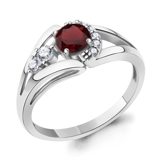 Серьги из серебра с гранатами и фианитами