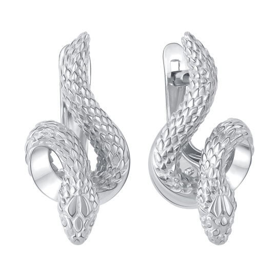 Серьги из серебра с эмалью "Мишки"