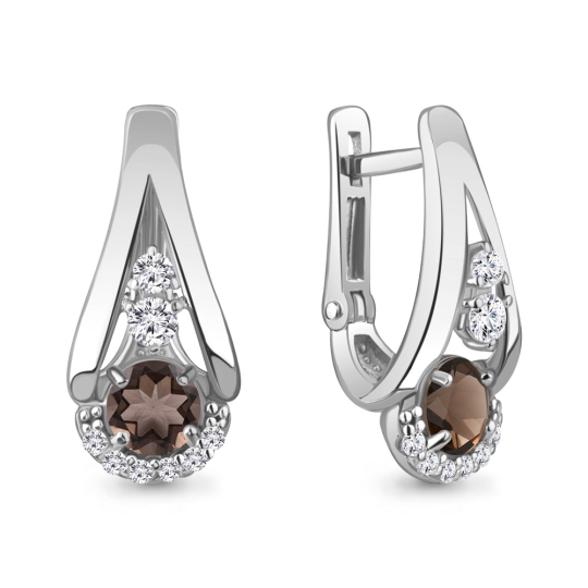 Серьги из серебра с топазами Swiss и фианитами