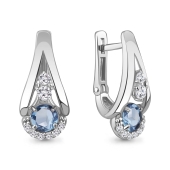 Серьги из серебра с топазами Swiss и фианитами