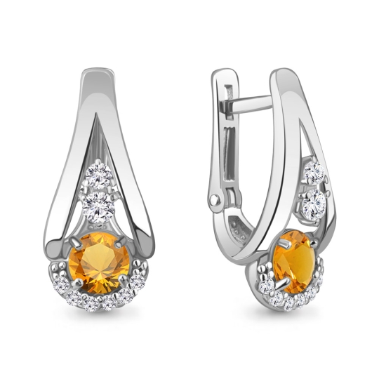 Серьги из серебра с топазами Swiss и фианитами