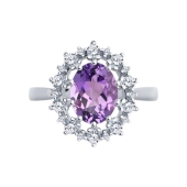 Кольцо из серебра с аметистом и фианитами