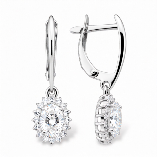 Серьги из серебра с фианитом