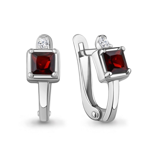 Кольцо из серебра с гранатом и фианитами